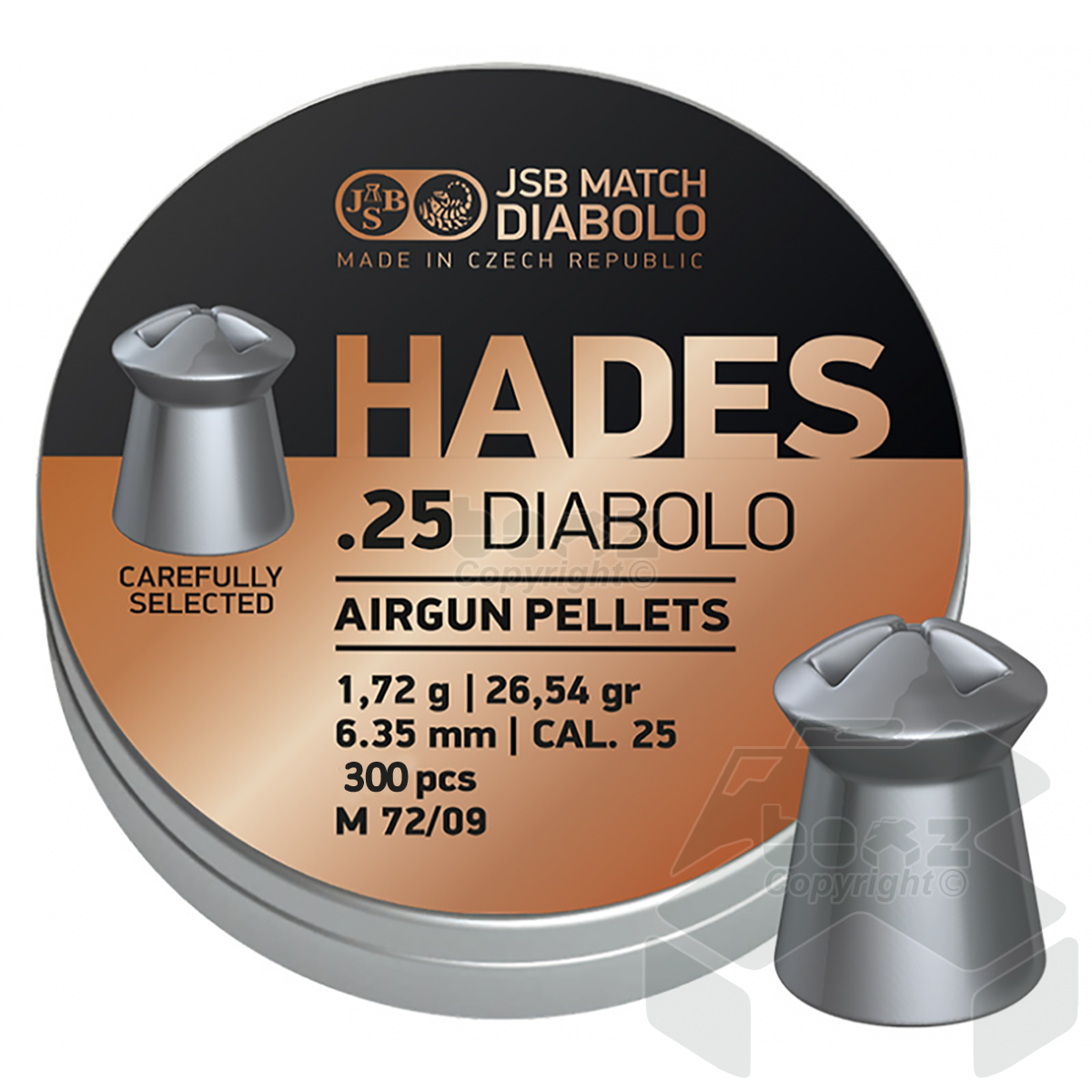 JSB Hades Diabolo Hollow Point Pellets Tin of 300 - 6.35mm .25 Cal