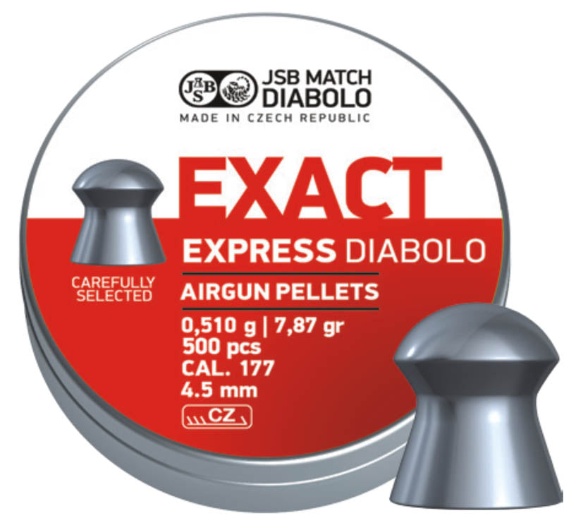 JSB Exact Express Diabolo Domed Pellets Tin of 500 - 4.52mm .177 Cal