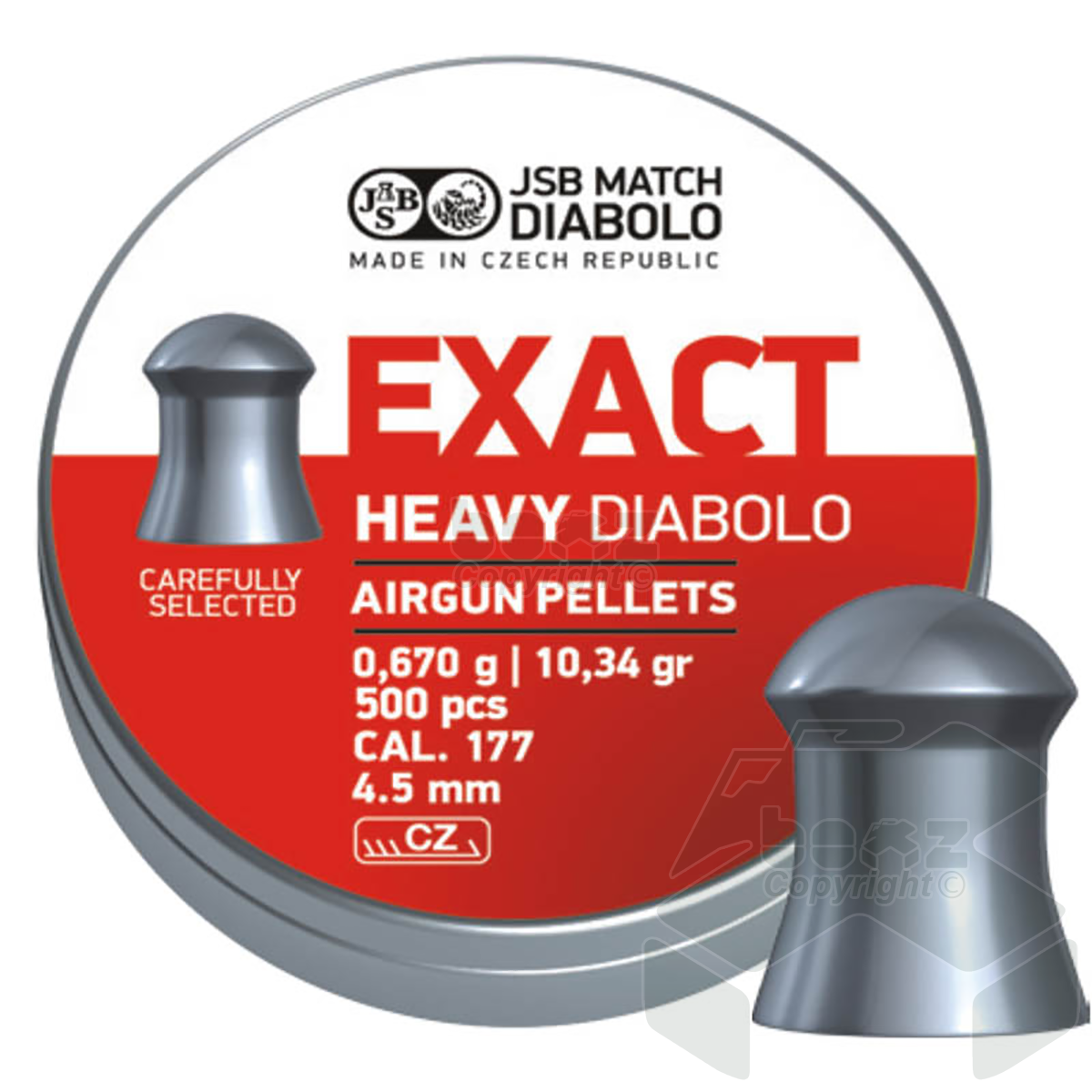 JSB Exact Heavy Diabolo Domed Pellets Tin of 500 - 4.52mm .177 Cal