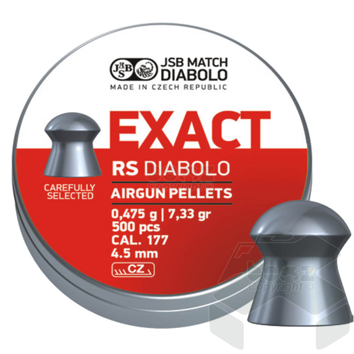 JSB Exact RS Diabolo Domed Pellets Tin of 250 - 4.52mm .177 Cal