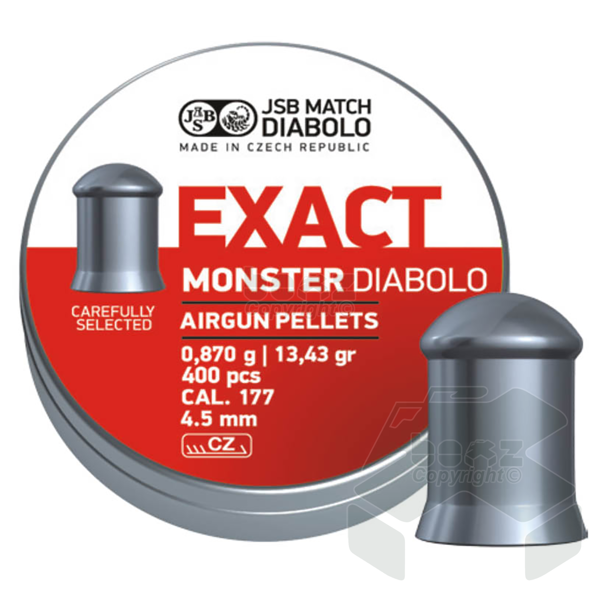 JSB Exact Monster Diabolo Domed Pellets Tin of 400 - 4.52mm .177 Cal