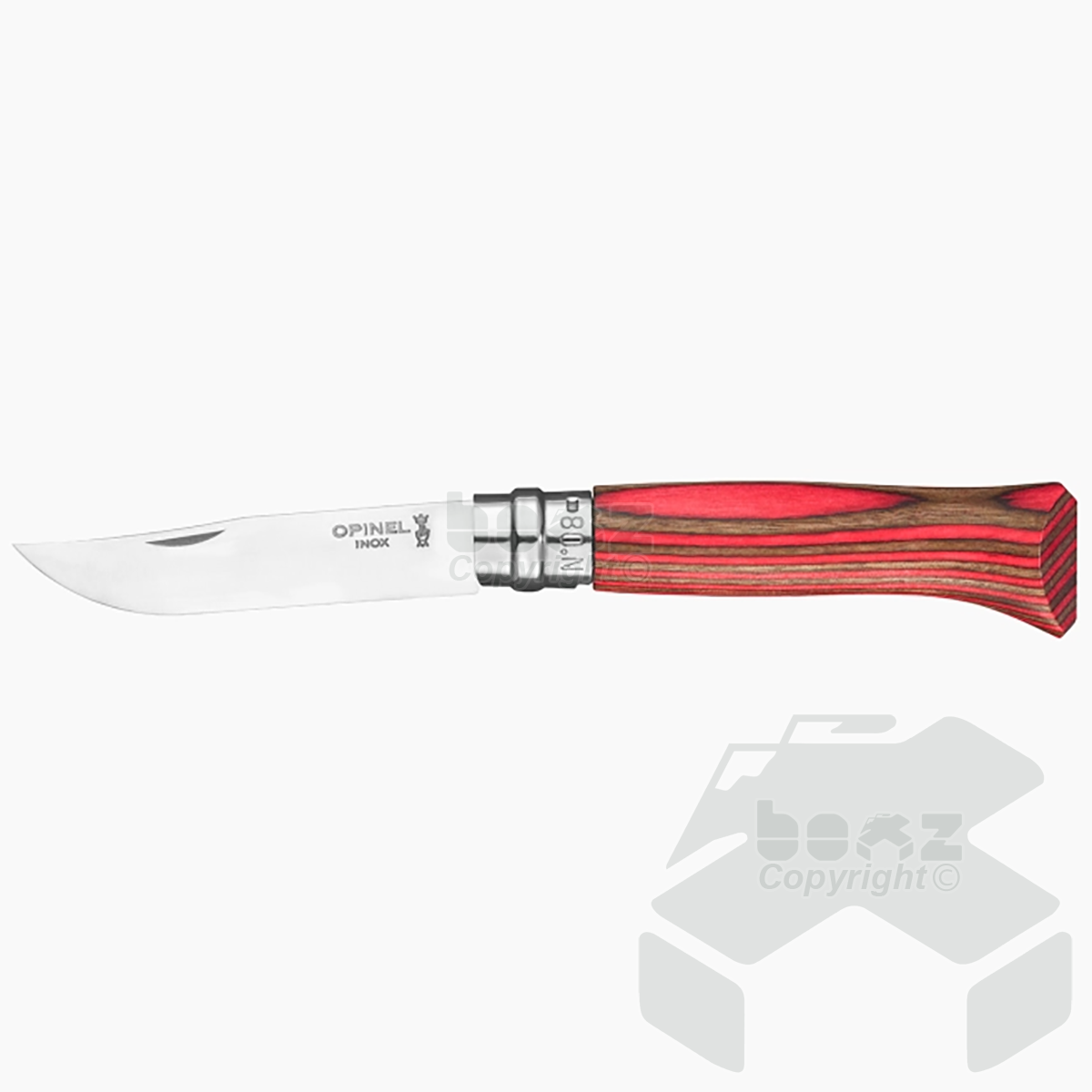 Opinel Number 8 Laminated Knife Red / Grey / Brown