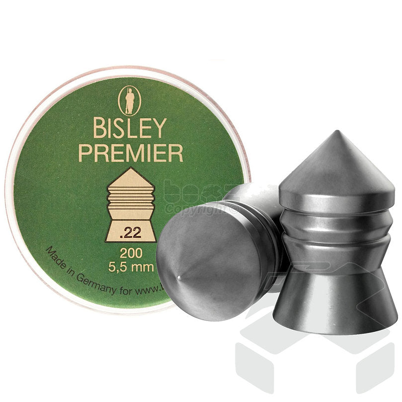 Bisley Premier Pellets Pointed Tin of 200 - 5.52mm .22 Cal