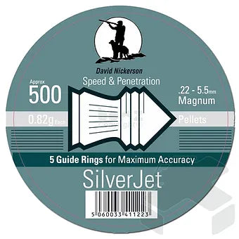 David Nickerson SilverJet Pointed Pellets Tin of 500 - 5.50mm .22 Cal
