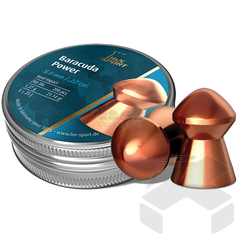 H&N Baracuda Power Pellets (Copper) Tin of 200 - 5.50mm .22 Cal