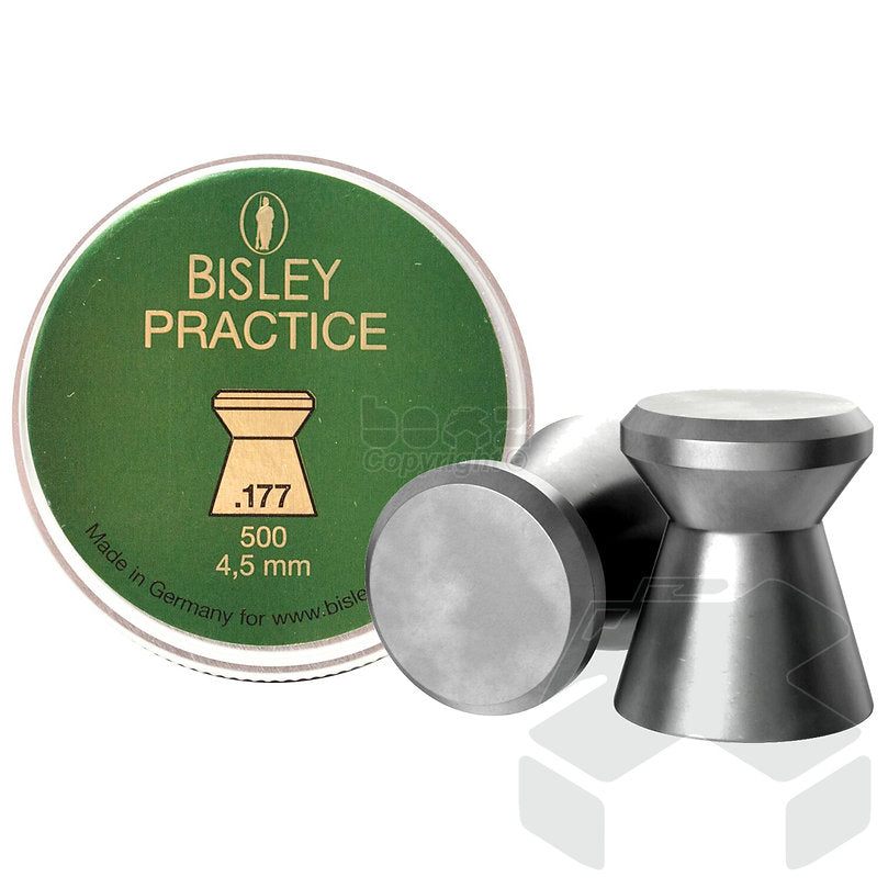 Bisley Practice Pellets Flat Head Tin of 500 - 4.52mm .177 Cal