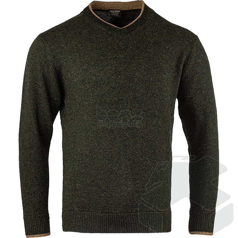 Jack Pyke Ashcombe 100% Lambswool V-Neck Dark Olive