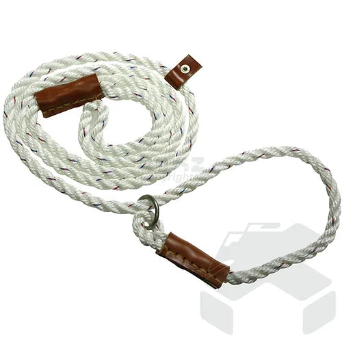 Bisley Field Trial Dog Lead with Traditional Leather Fittings - White