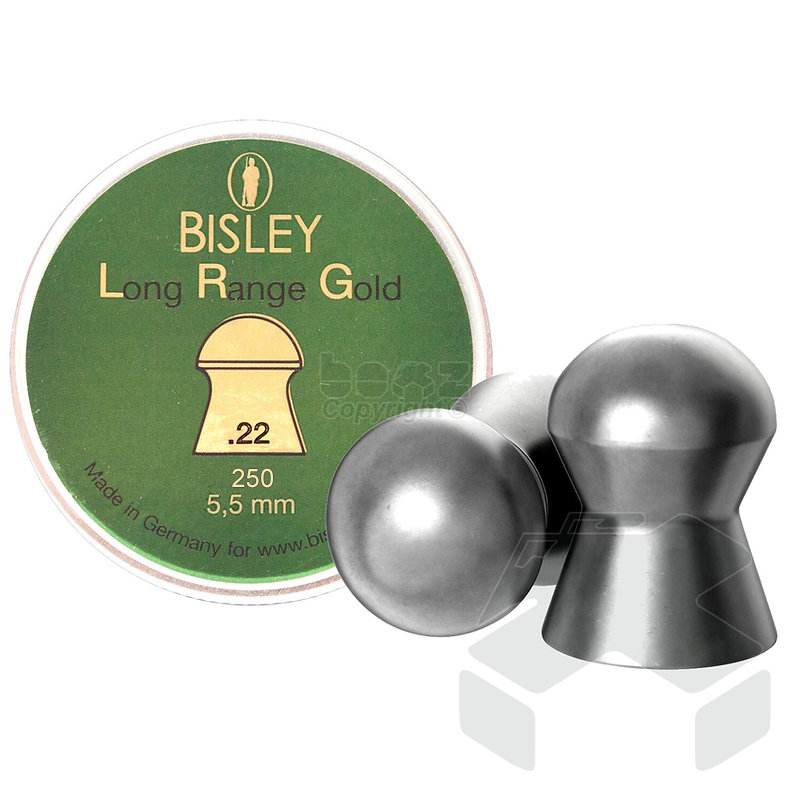 Bisley Long Range Gold (LRG) Pellets Domed Tin of 250 - 5.52mm .22 Cal
