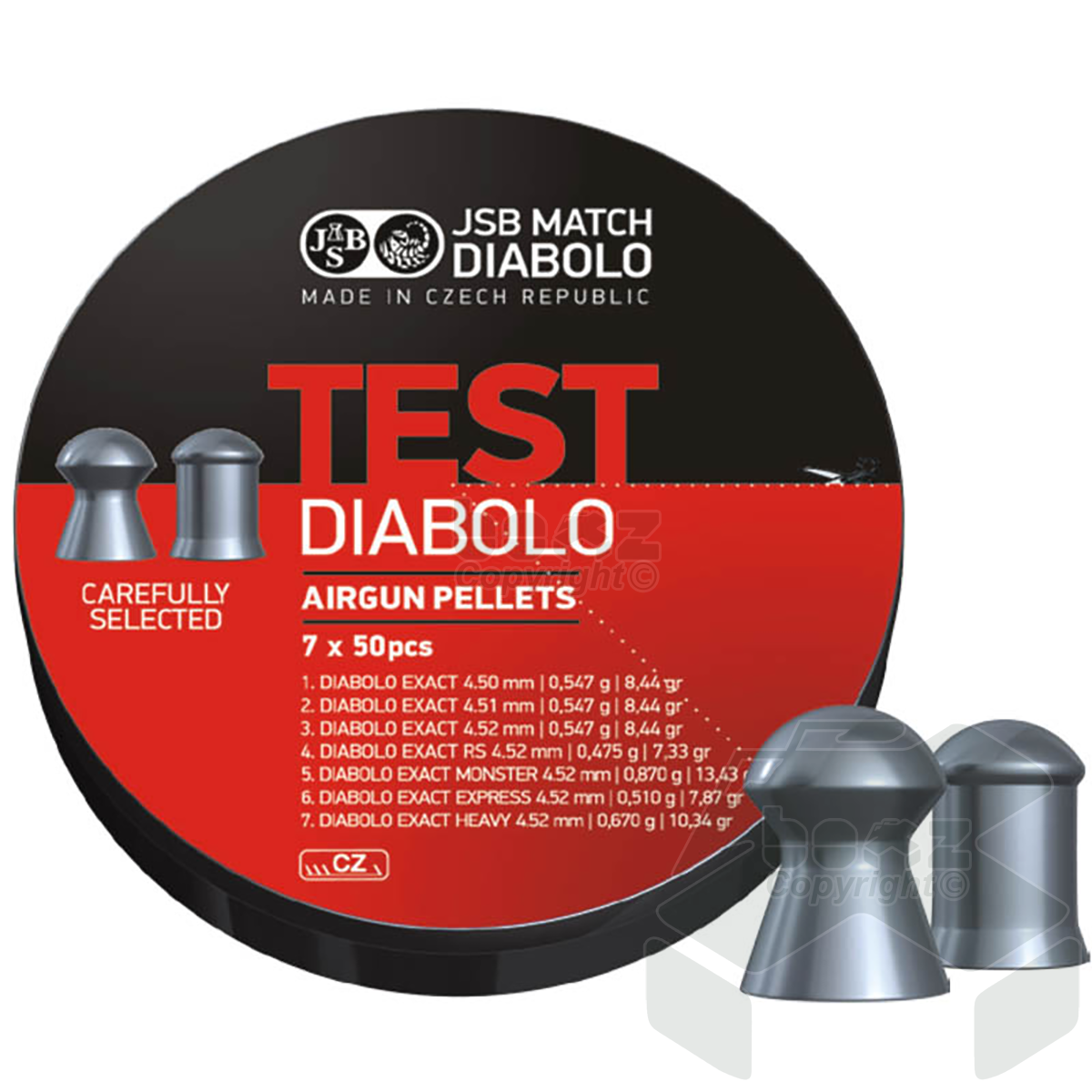 JSB Exact TEST Diabolo Domed Pellets Tin of 350 .177 Cal - SAMPLE PACK