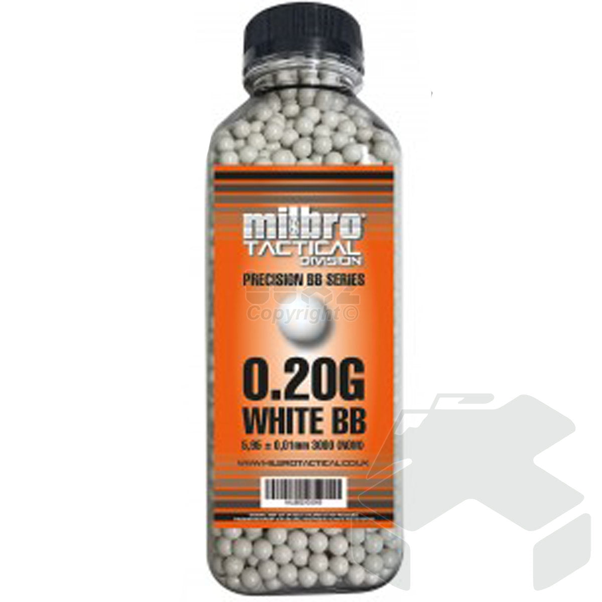 Milbro Tactical Division 0.20G 6mm BB 3000 Pcs Bottle - White