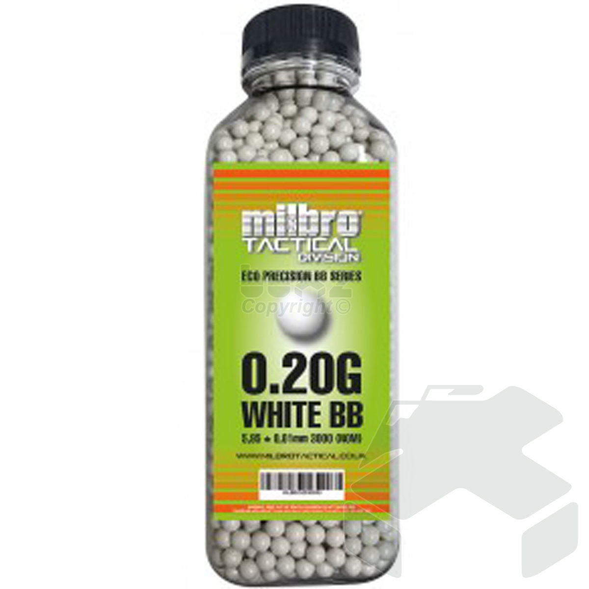 Milbro Tactical Division 0.20G 6mm Bio BB 3000 Pcs Bottle - White