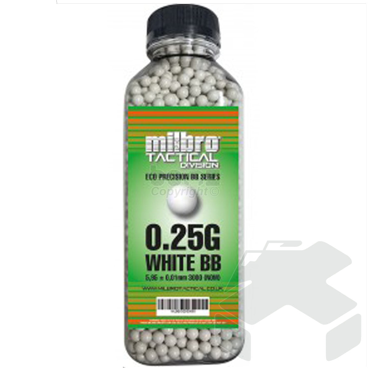 Milbro Tactical Division 0.25G 6mm Bio BB 3000 Pcs Bottle - White