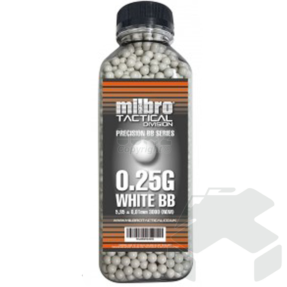 Milbro Tactical Division 0.25G 6mm BB 3000 Pcs Bottle - White