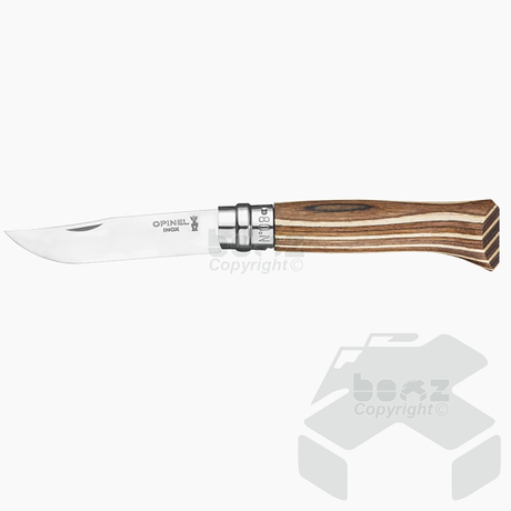 Opinel Number 8 Laminated Knife Red / Grey / Brown