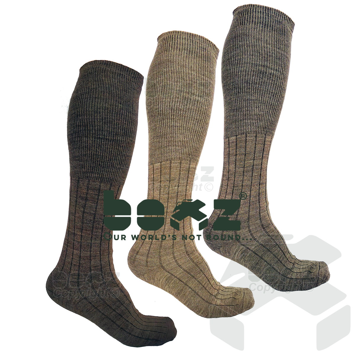 Boxz Knee High Wool Socks Extra Long 18" Lambs Wool Blend Plain Socks - Pack of 3