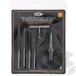 NGT 6pc Stainless Tool Set - 4 Needles, Braid Scissors and Knot Puller