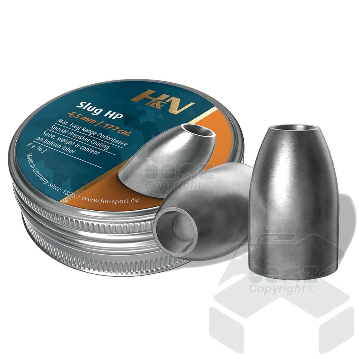 H&N Slug HP Pellets Tin of 250/300/350 - 4.50mm .177 Cal
