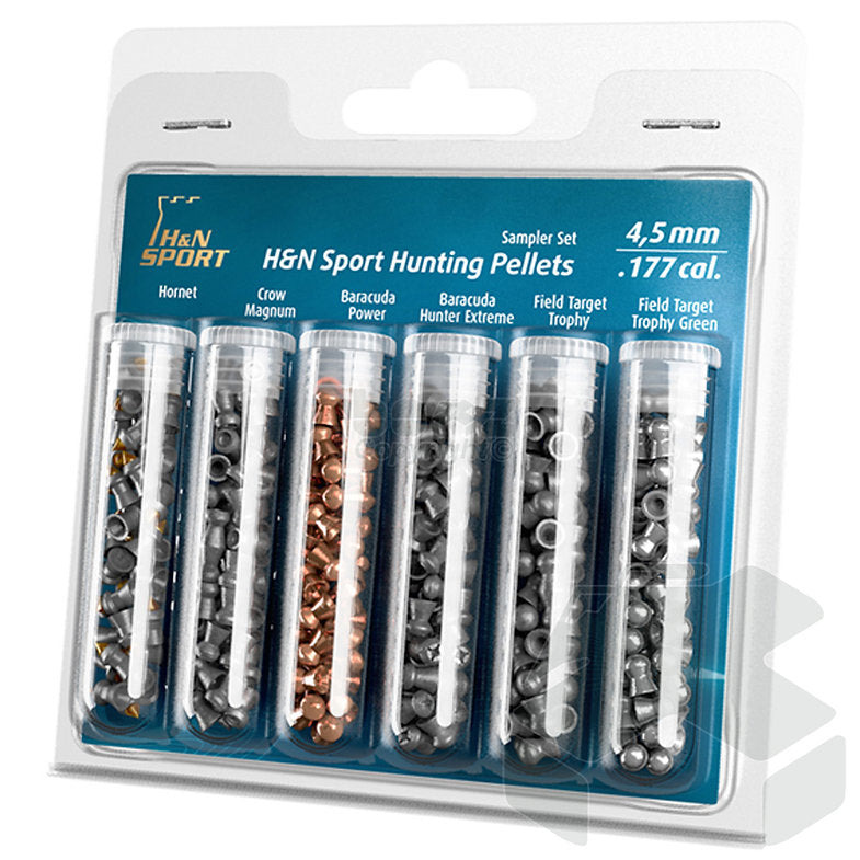 H&N Hunting Sampler Set - Pellets Sample Pack of 6 Types - 4.50mm .177 Cal