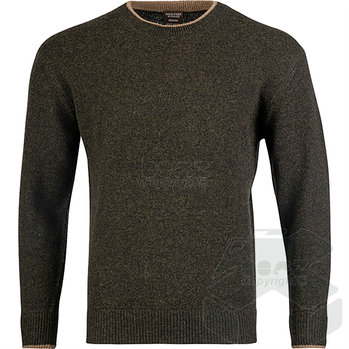 Jack Pyke Ashcombe 100% Lambswool Crewknit Dark Olive