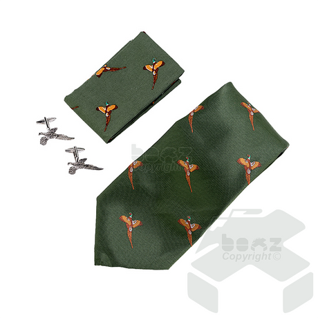 Jack Pyke Tie, Hanky and Cufflinks Gift Set Pheasant