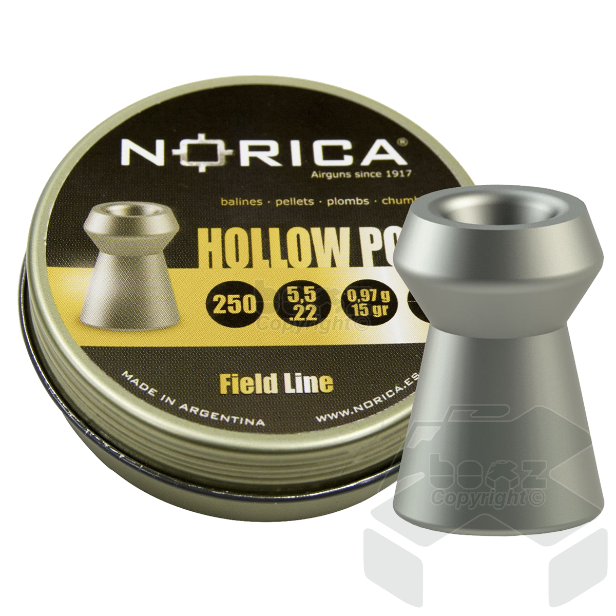 Norica Hollow Point Pellets Tin of 250 - 5.50mm .22 Cal