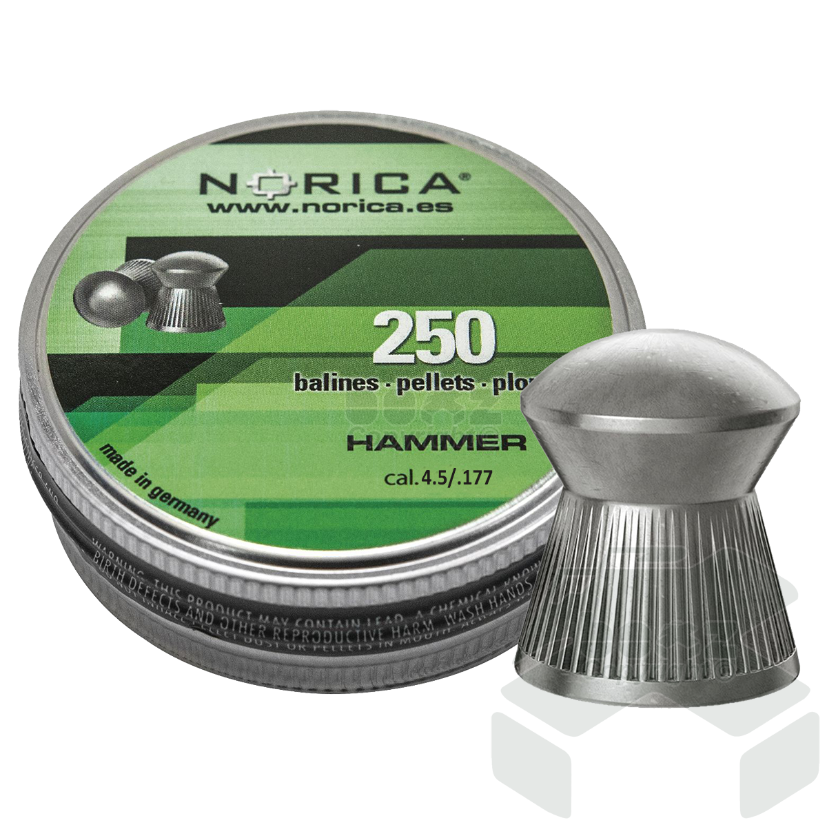 Norica Hammer Domed Pellets Tin of 500 - 4.50mm .177 Cal