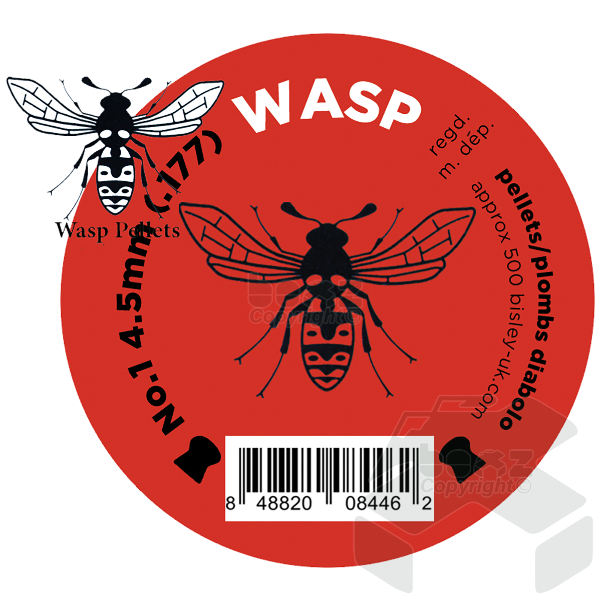 Wasp Pellets No1 Red Domed Tin of 500 - 4.50mm .177 Cal
