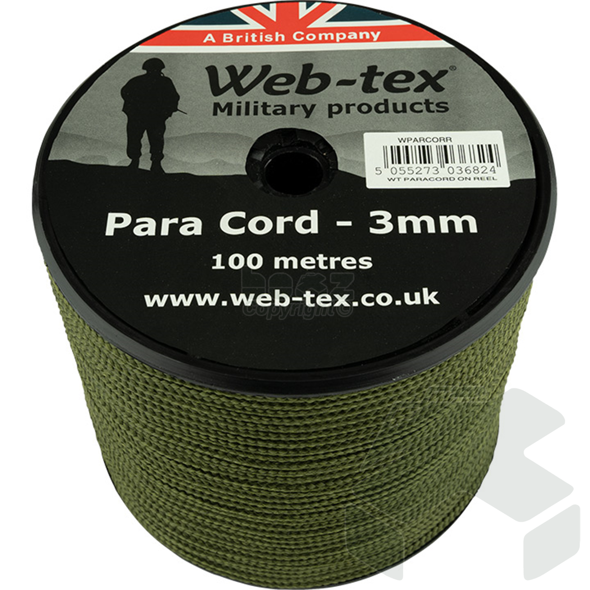 Web-Tex Paracord Reel - 100m - Green