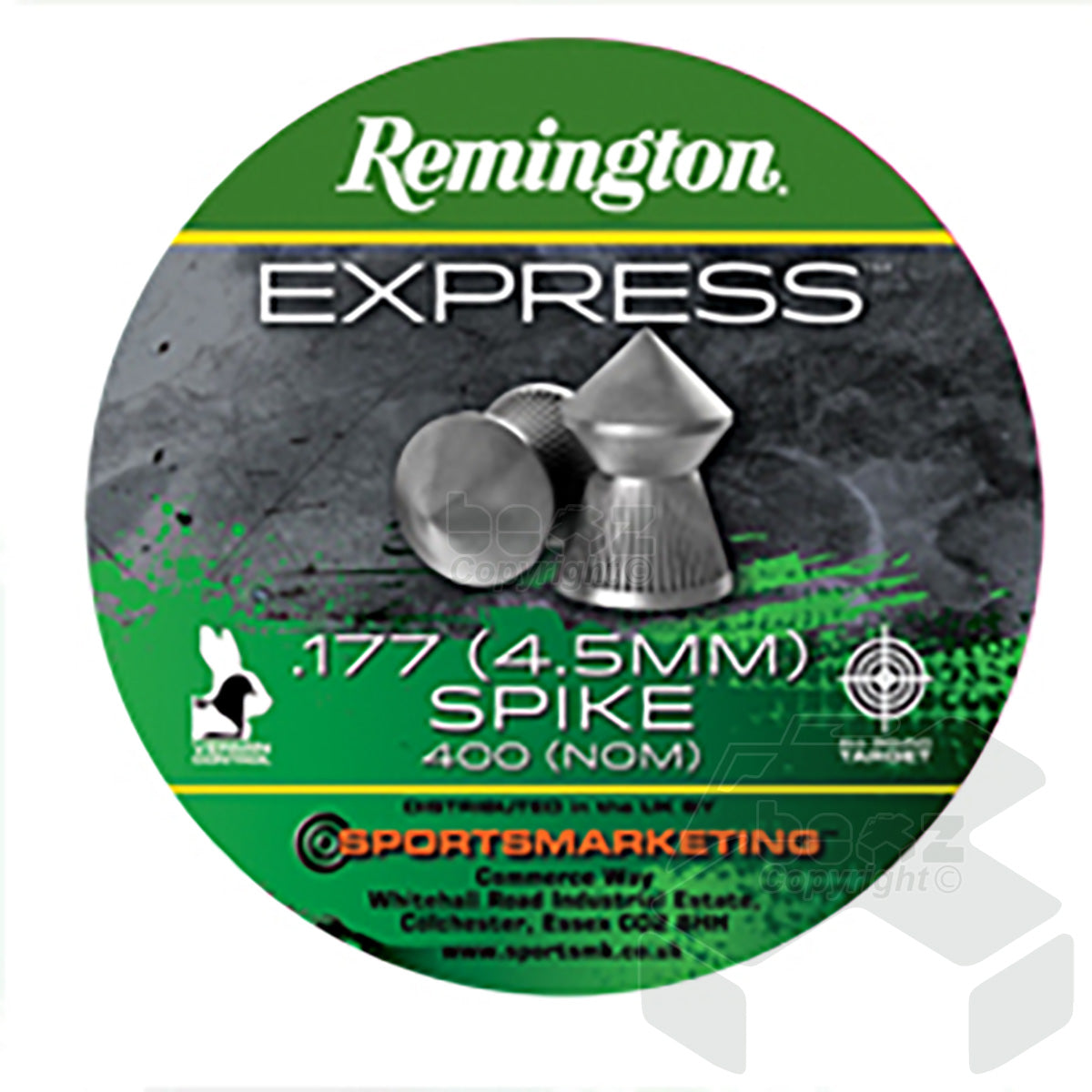 Remington Express Pointed Spike Tin of 400 - 4.5mm - 8.64 Grains - .177 Cal