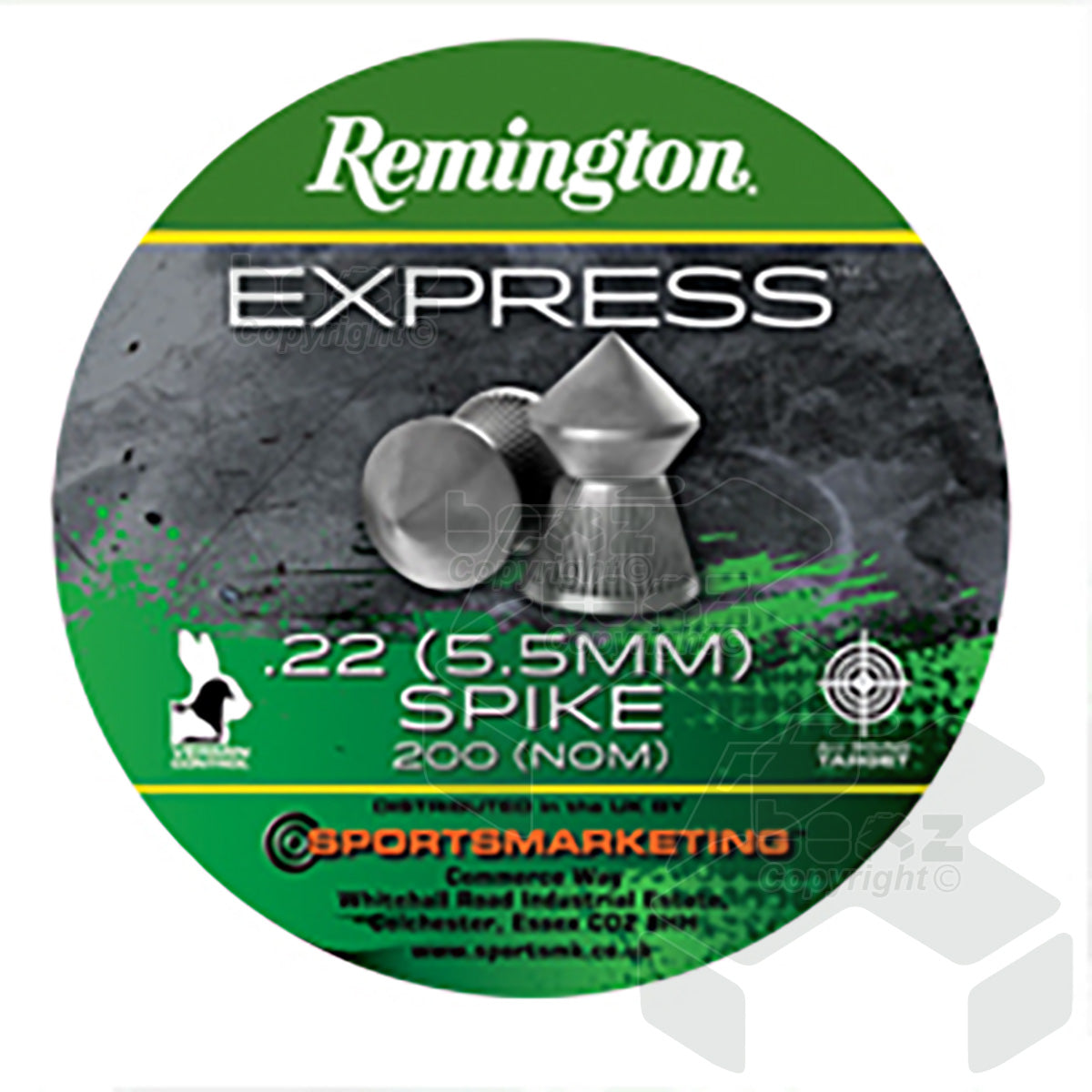 Remington Express Pointed Spike Tin of 250 - 5.5mm - 15.74 Grains - .22 Cal