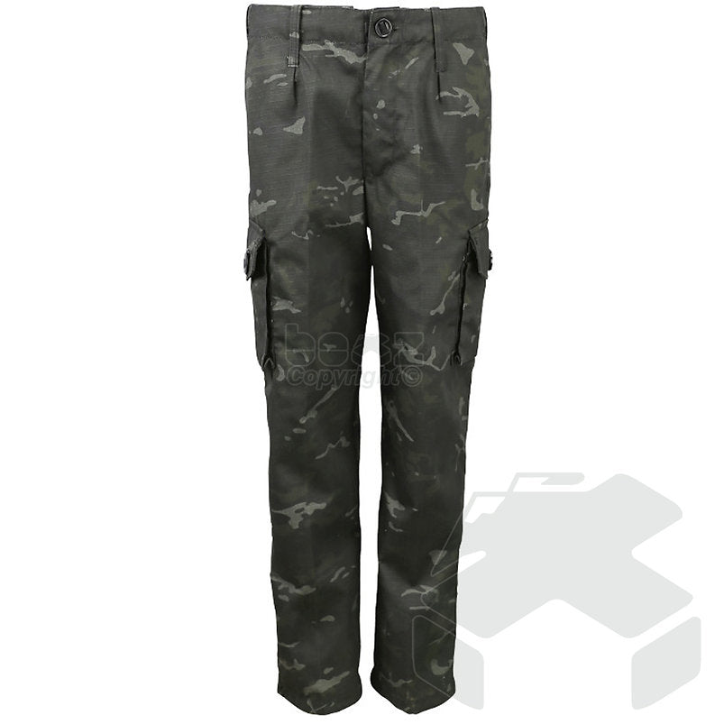 Kombat Kids Black Camouflage Military Combat Trousers - BTP Black