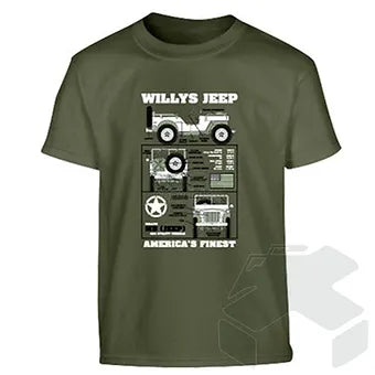 Kombat Kids Willys Jeep T-shirt - Olive Green