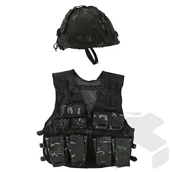 Kombat Kids Assault Vest & Helmet Set - BTP Black
