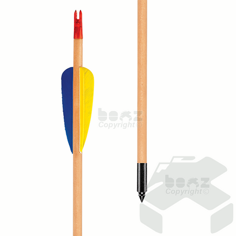 Ek Archery Natural Feather Wooden Arrows (Black Point)- Bulk Pack of 120