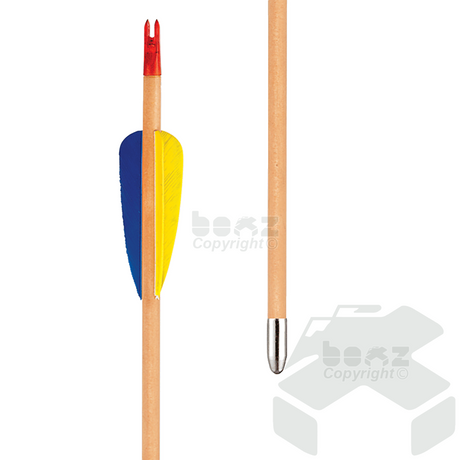 Ek Archery Natural Feather Wooden Arrows (Round Point) - Pack of 3
