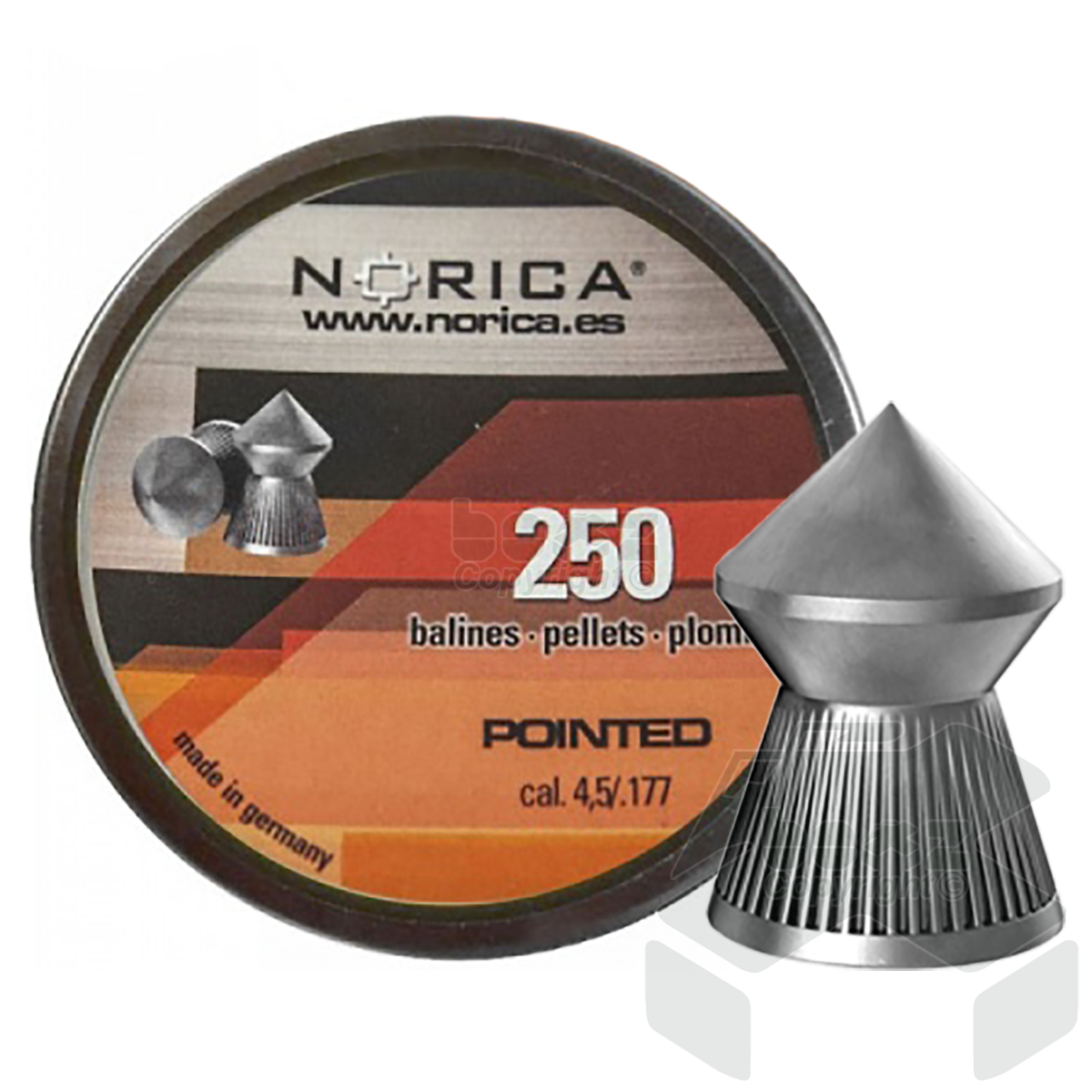 Norica Pointed Pellets Tin of 250 or 500pcs - 4.50mm .177 Cal