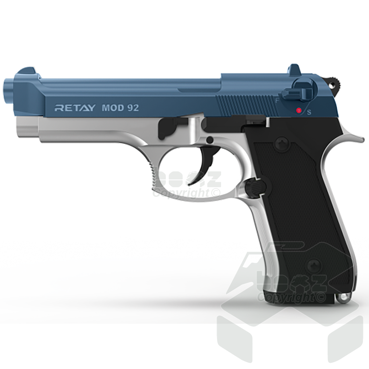 Retay Model 92 Blank Firing Pistol - 9mm - Chrome