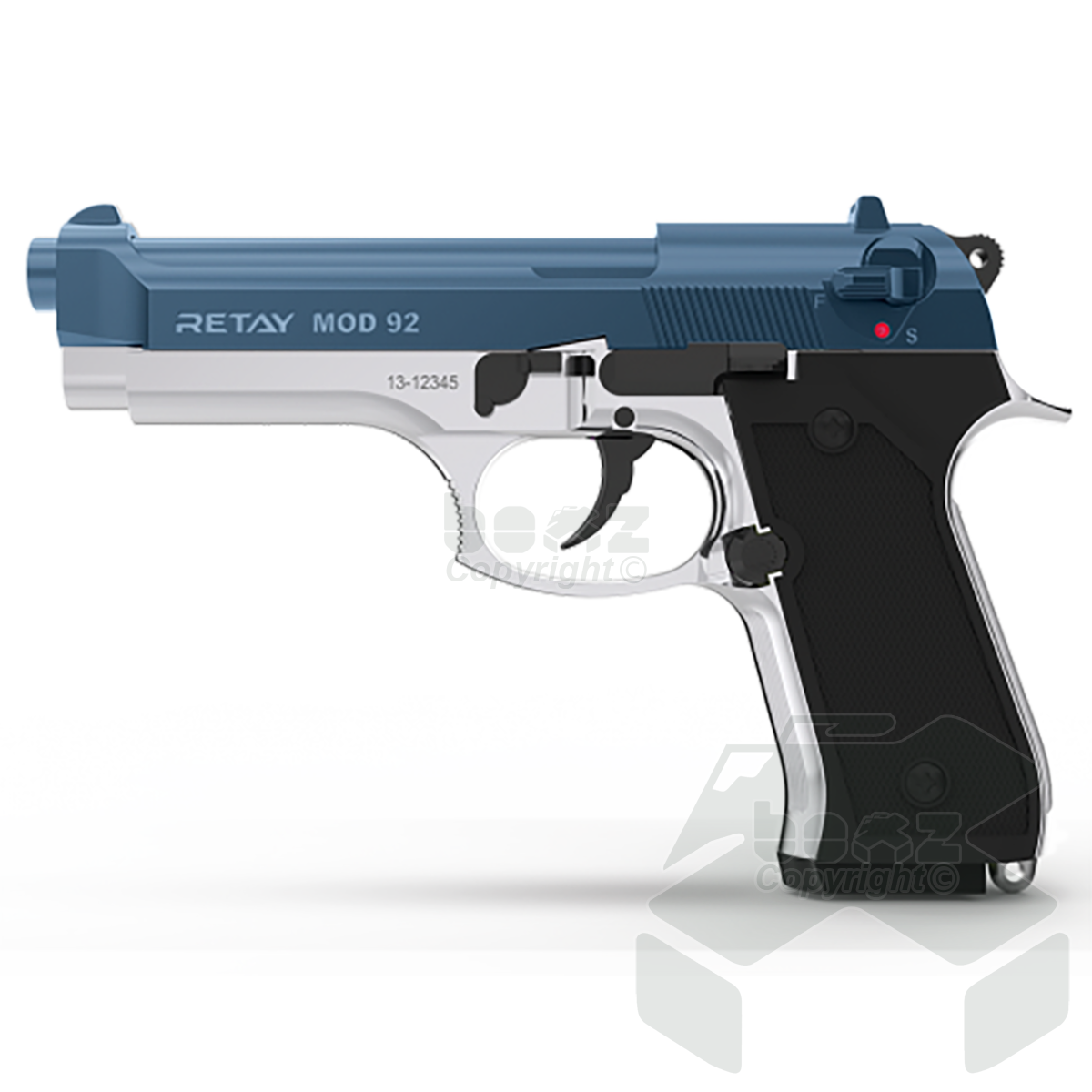 Retay Model 92 Blank Firing Pistol - 9mm - Nickel
