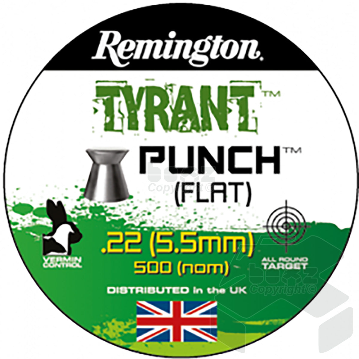 Remington Tyrant Punch Flathead pellets Tin of 500 - 5.5mm - 14 Grains - .22 Cal