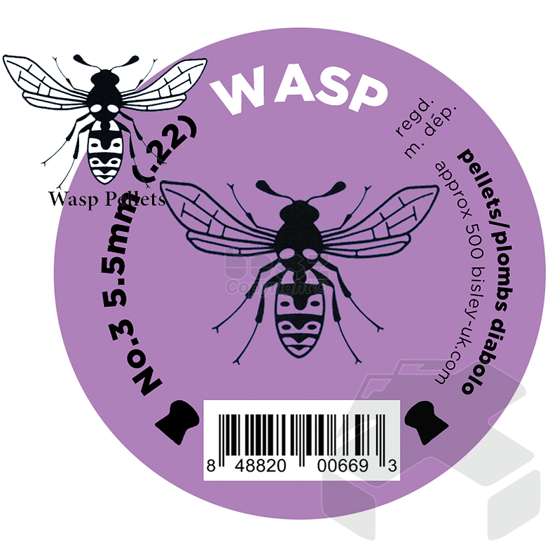 Wasp Pellets No3 Purple Domed Tin of 500 - 5.50mm .22 Cal